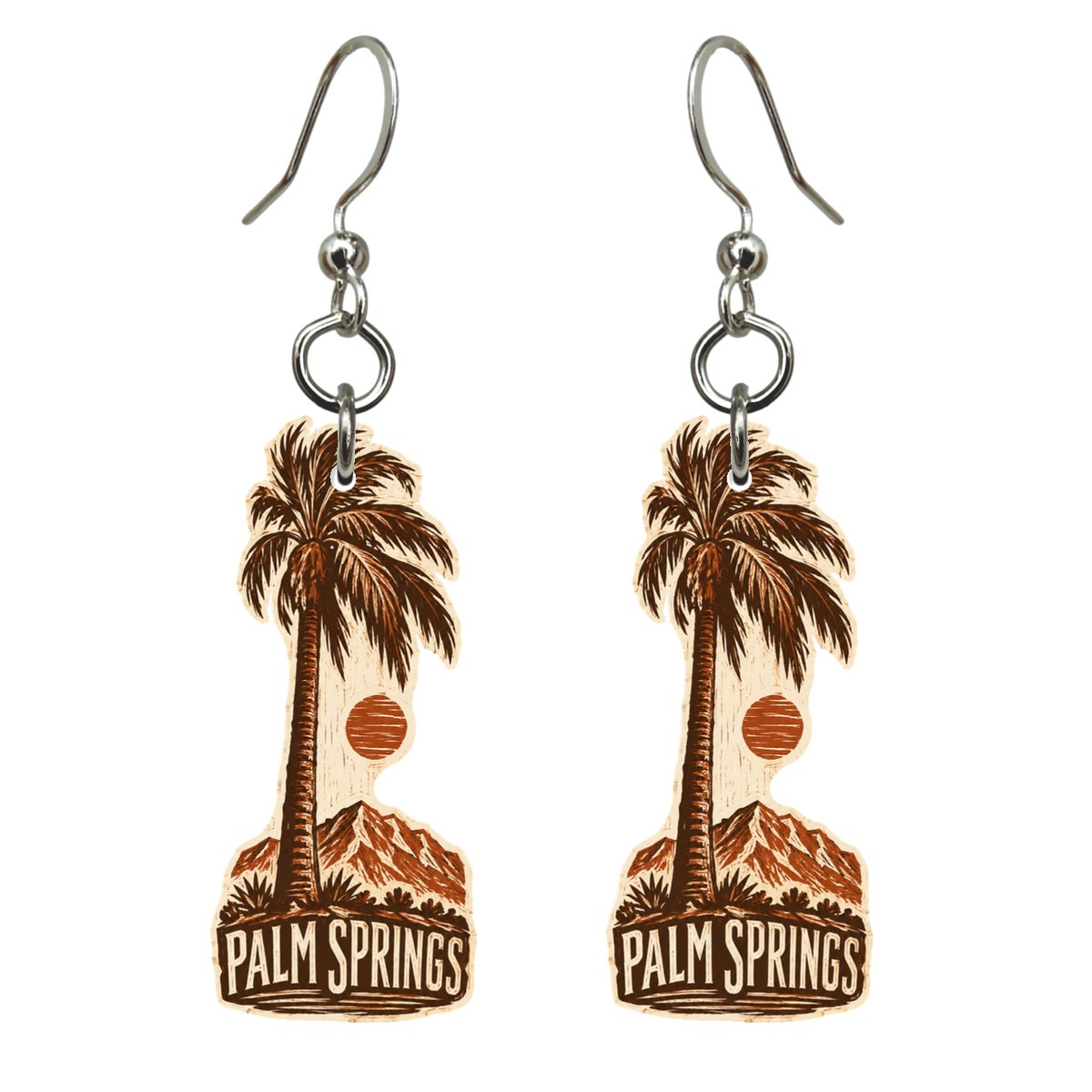 She's Choosing Palm Springs Earrings | Woodcut | S749