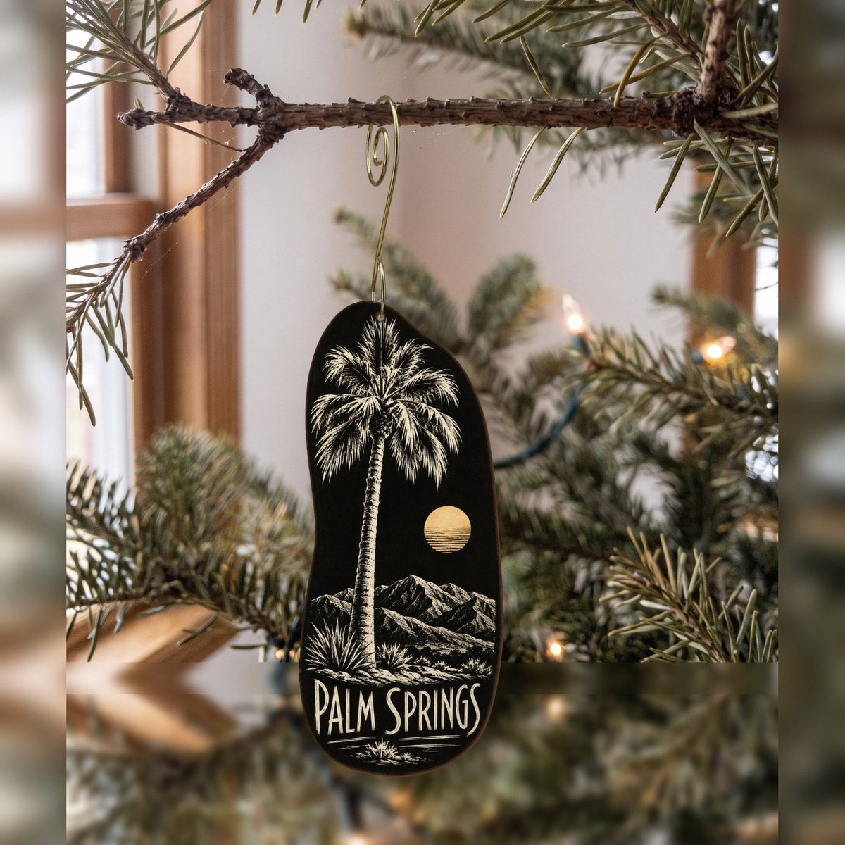 She's Choosing Palm Springs Ornament | Scratchboard | S753-O