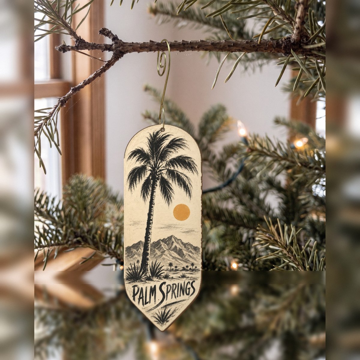 She's Choosing Palm Springs Ornament | Charcoal Gesture | S754-O