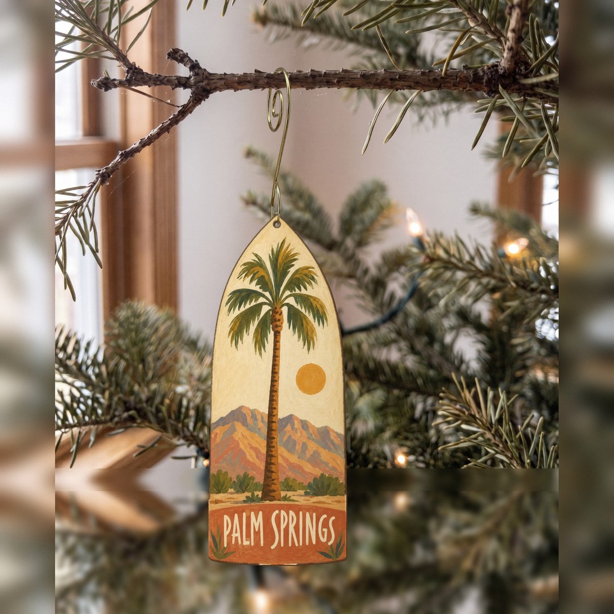 She's Choosing Palm Springs Ornament | Naive Folk Painting | S757-O