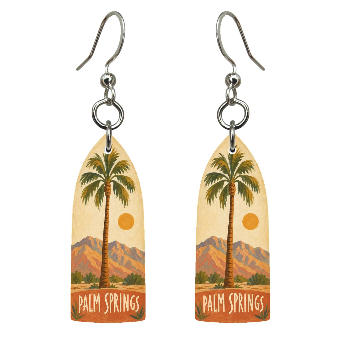 She's Choosing Palm Springs Earrings | Naive Folk Painting | S757
