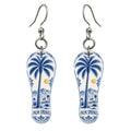 She's Choosing Palm Springs Earrings | Blue-And-White Ceramic Illustration | S758