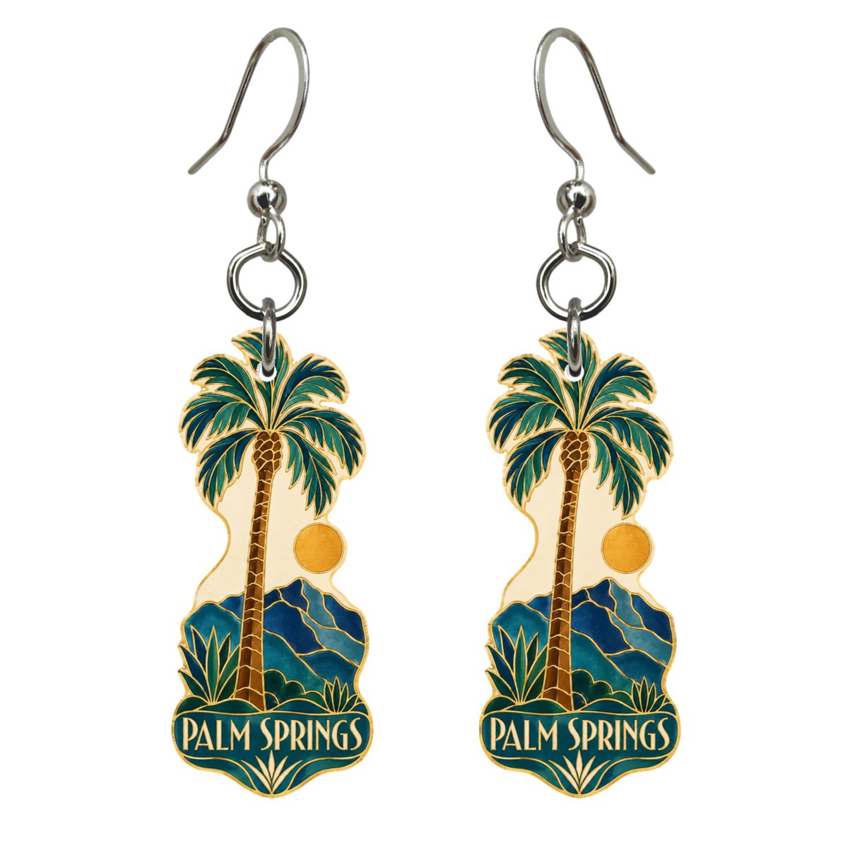 She's Choosing Palm Springs Earrings | Cloisonné-Inspired Graphic | S759