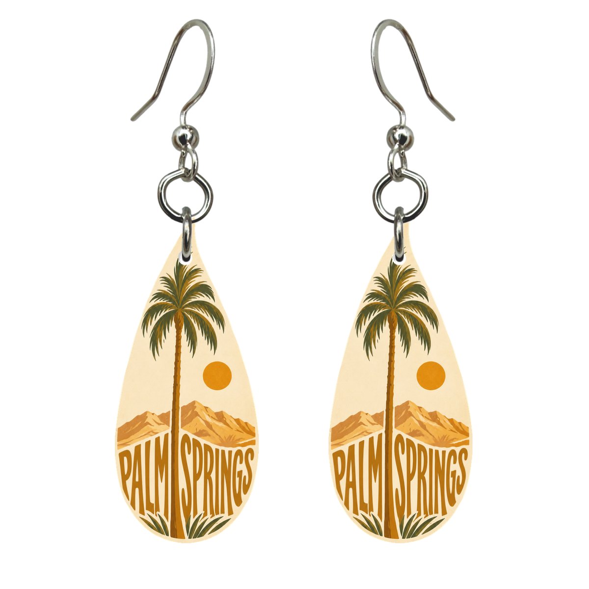 She's Choosing Palm Springs Earrings | Typographic Illustration | S760