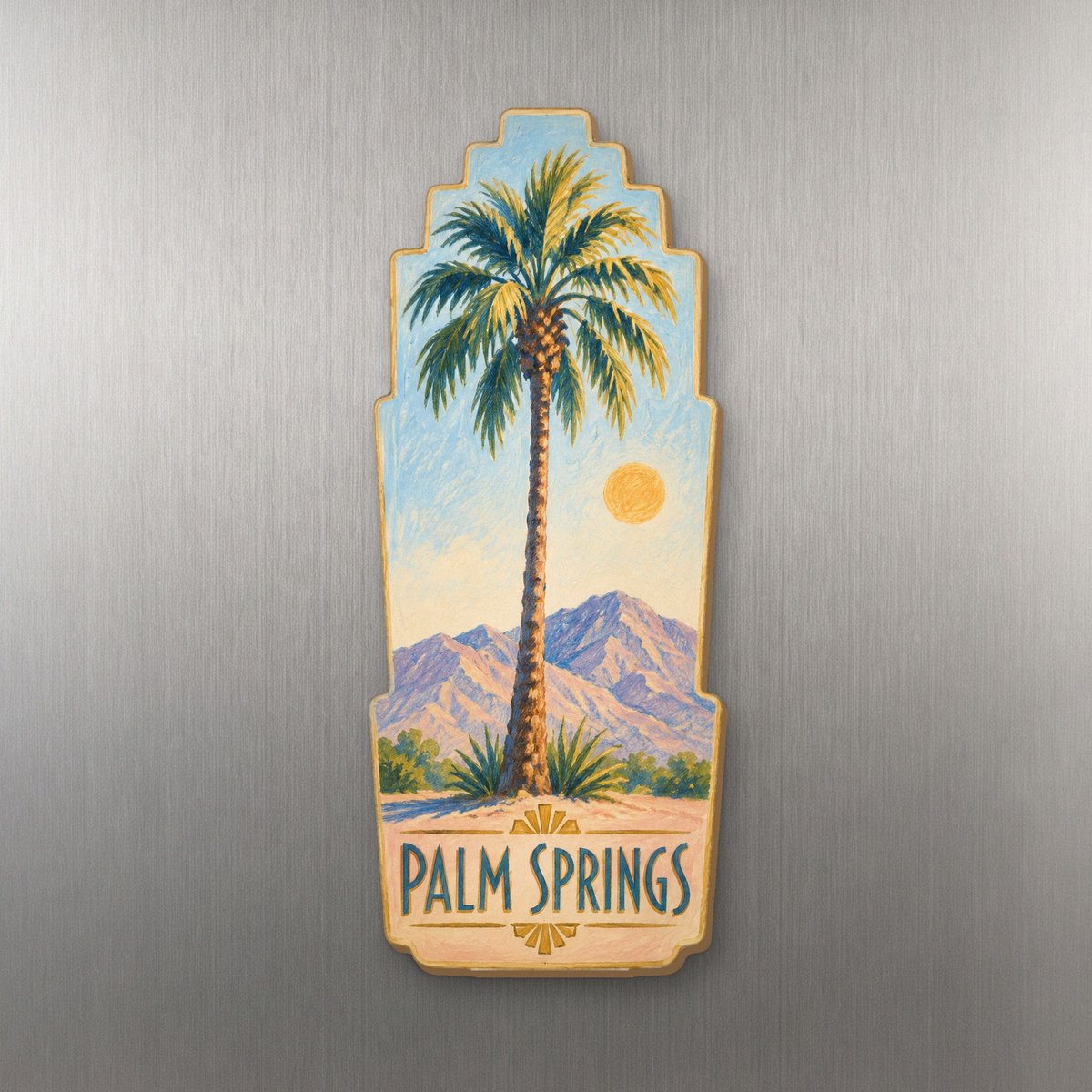 She's Choosing Palm Springs Magnet | Colored Pencil over Gouache | S761-M