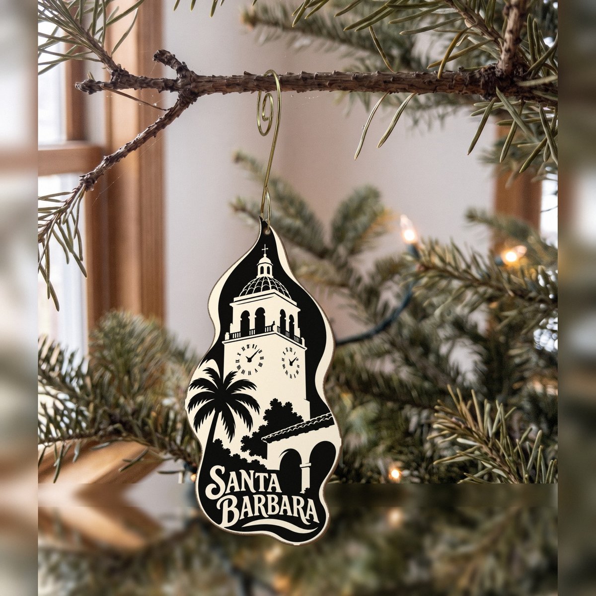She's Choosing Santa Barbara Ornament | Notan | S765-O