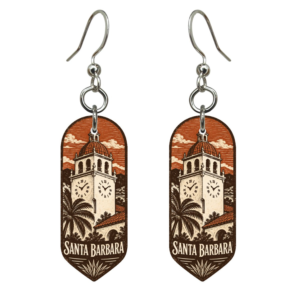 She's Choosing Santa Barbara Earrings | Woodcut | S767