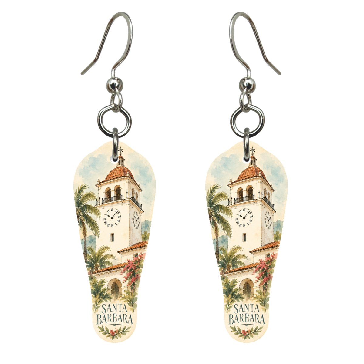 She's Choosing Santa Barbara Earrings | Pen and Watercolor Wash | S774