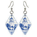 She's Choosing Santa Barbara Earrings | Blue-And-White Ceramic Illustration | S776