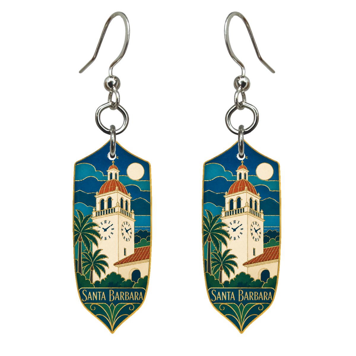 She's Choosing Santa Barbara Earrings | Cloisonné-Inspired Graphic | S777