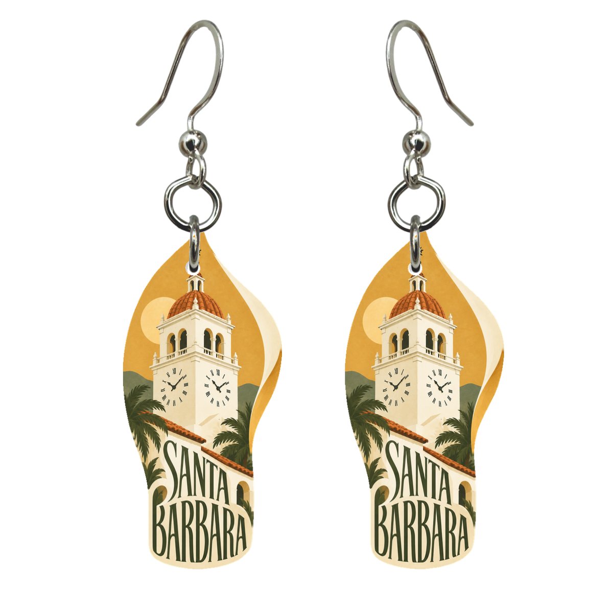 She's Choosing Santa Barbara Earrings | Typographic Illustration | S778