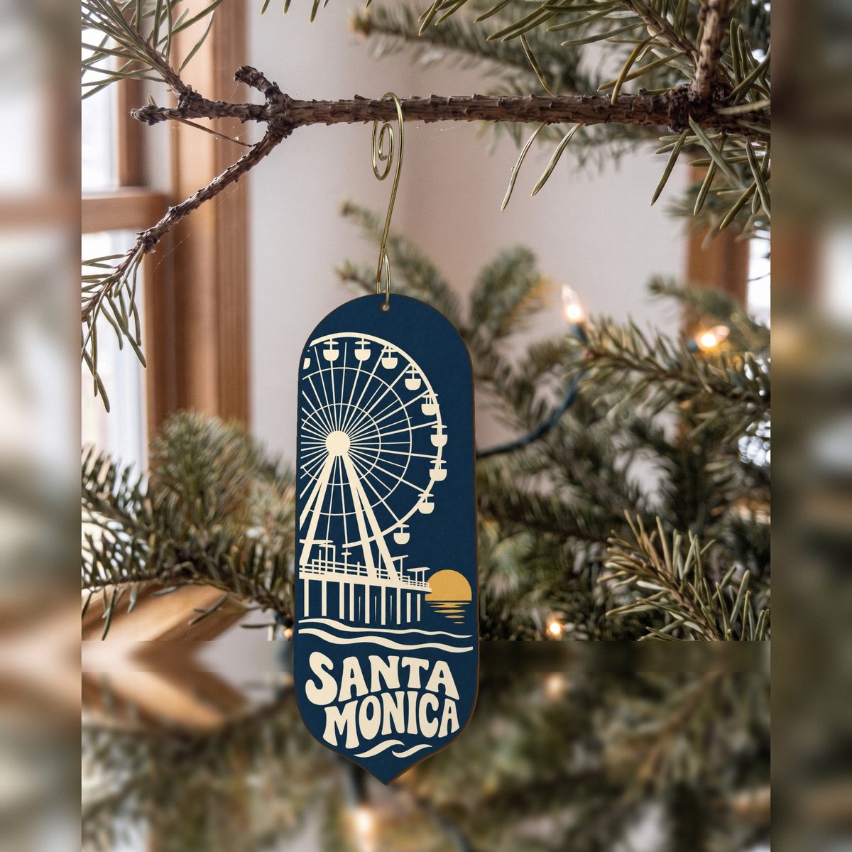 She's Choosing Santa Monica Ornament | Negative-Space Silhouette | S780-O