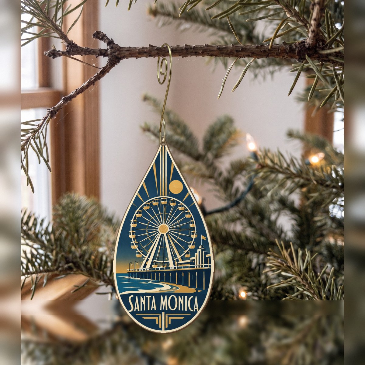 She's Choosing Santa Monica Ornament | Art Deco | S784-O