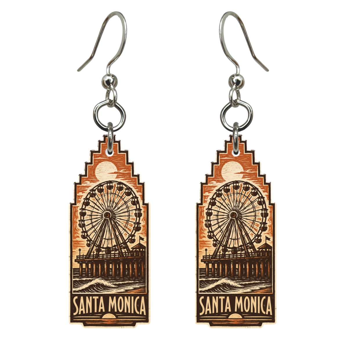 She's Choosing Santa Monica Earrings | Woodcut | S785