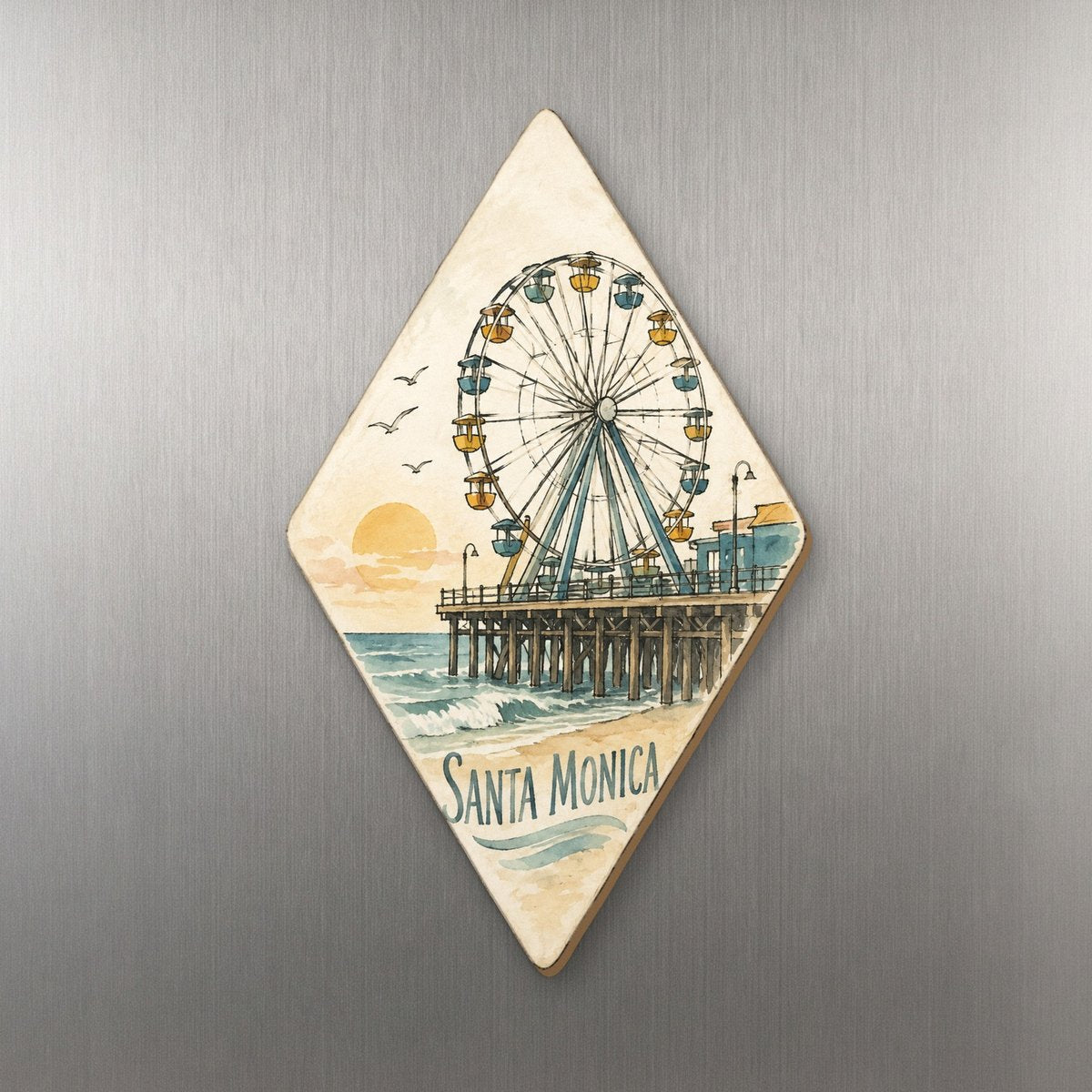 She's Choosing Santa Monica Magnet | Pen and Watercolor Wash | S792-M
