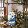 She's Choosing Santa Monica Ornament | Blue-And-White Ceramic Illustration | S794-O