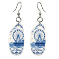 She's Choosing Santa Monica Earrings | Blue-And-White Ceramic Illustration | S794