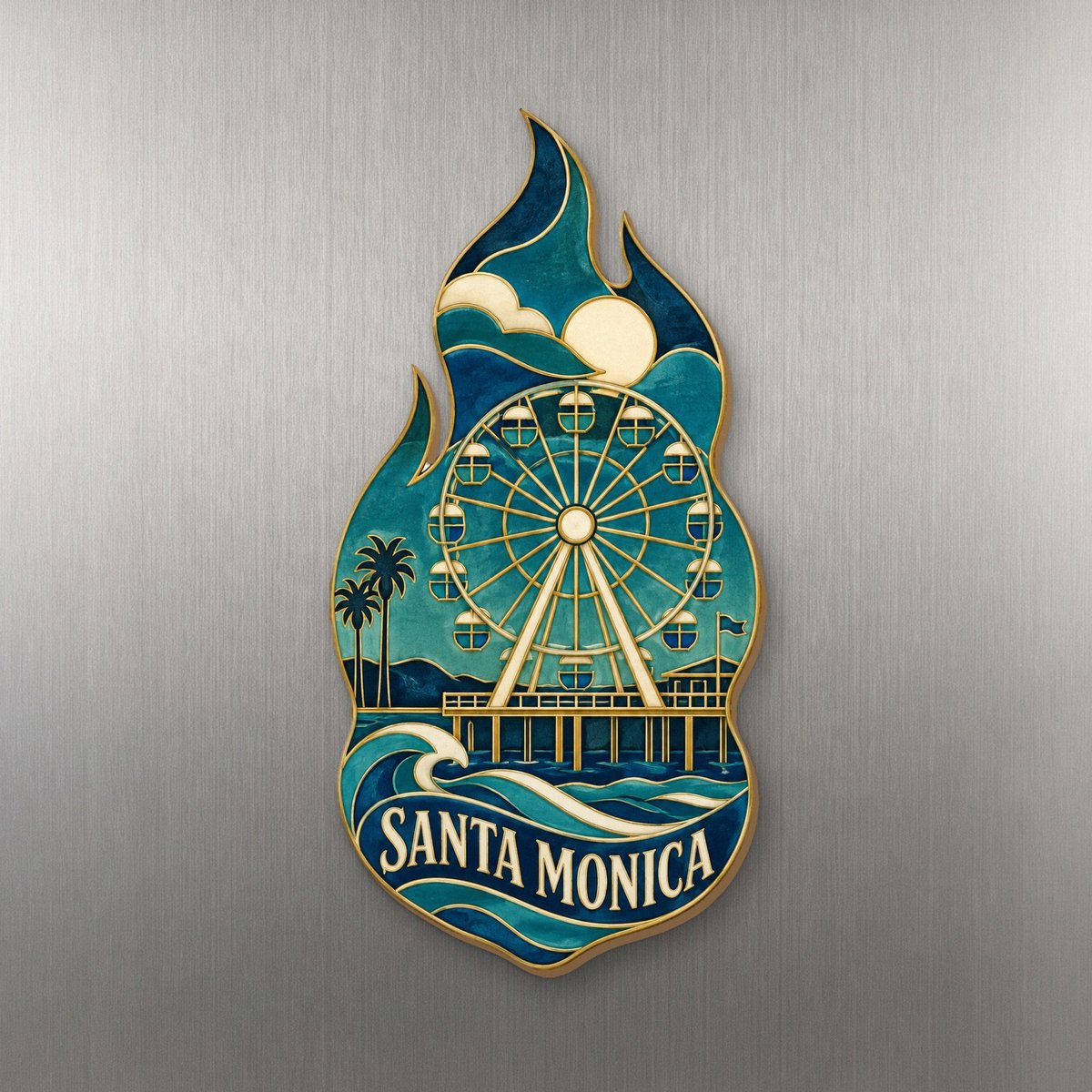 She's Choosing Santa Monica Magnet | Cloisonné-Inspired Graphic | S795-M