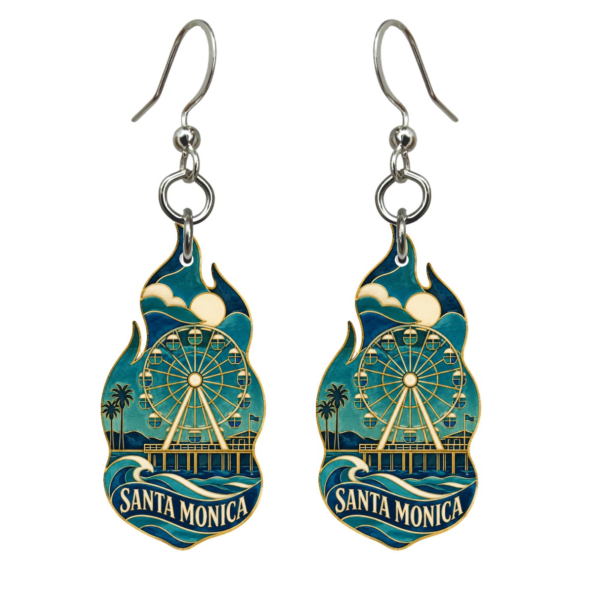 She's Choosing Santa Monica Earrings | Cloisonné-Inspired Graphic | S795