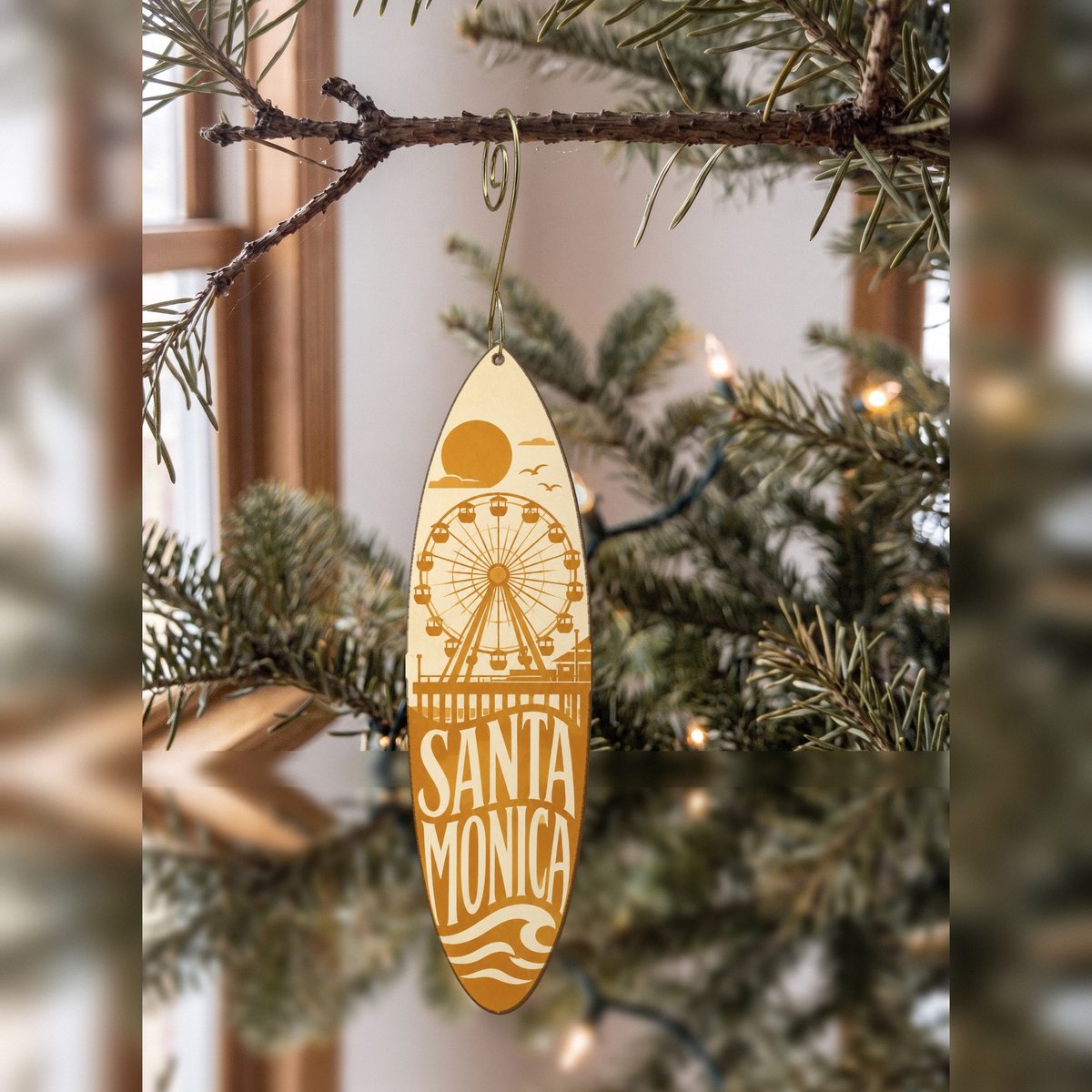 She's Choosing Santa Monica Ornament | Typographic Illustration | S796-O