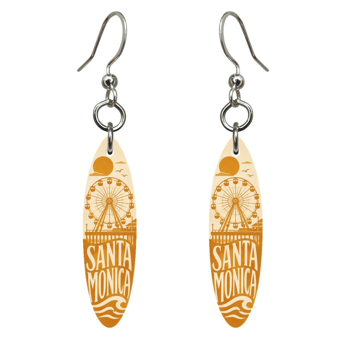 She's Choosing Santa Monica Earrings | Typographic Illustration | S796
