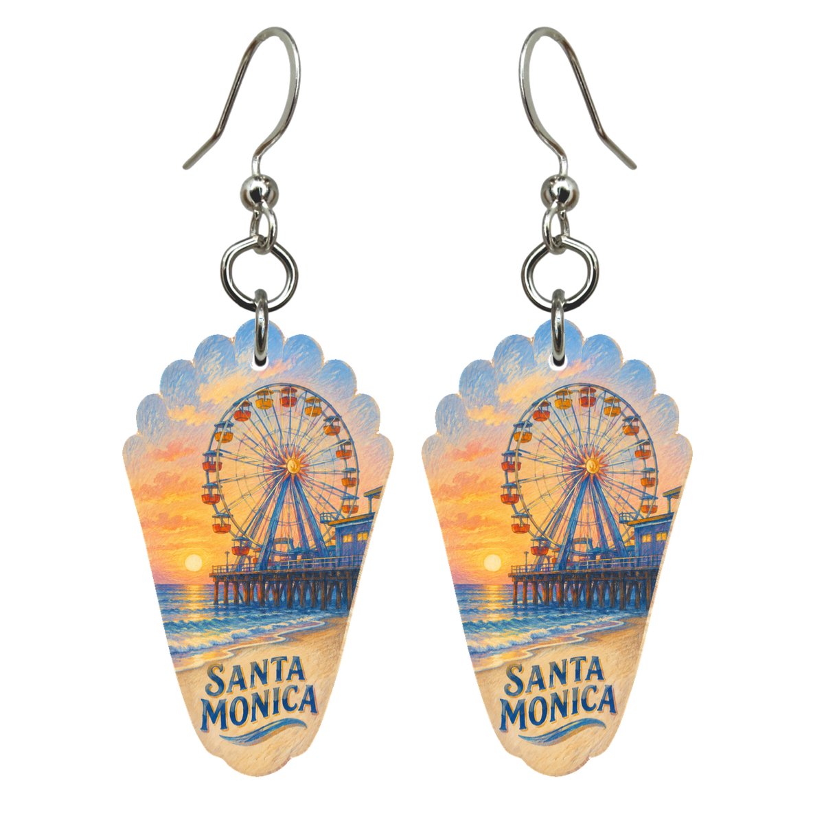 She's Choosing Santa Monica Earrings | Colored Pencil over Gouache | S797