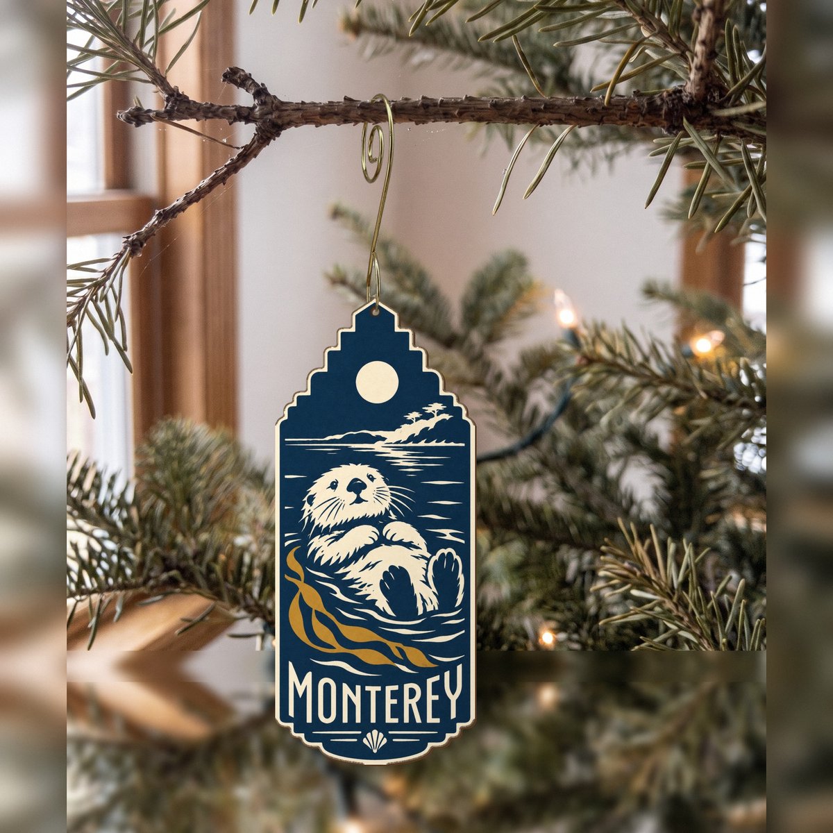 She's Choosing Monterey Ornament | Negative-Space Silhouette | S798-O