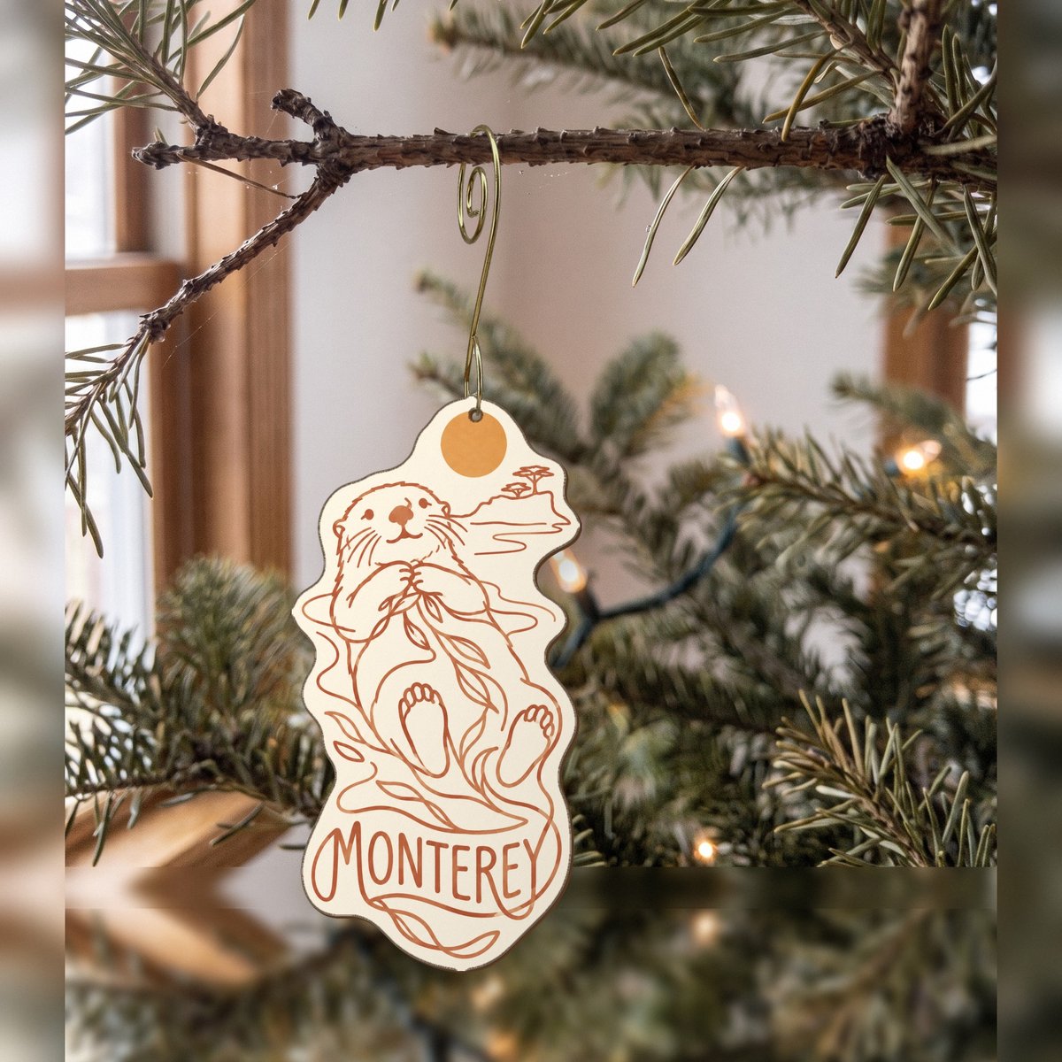 She's Choosing Monterey Ornament | Continuous-Line Drawing | S799-O