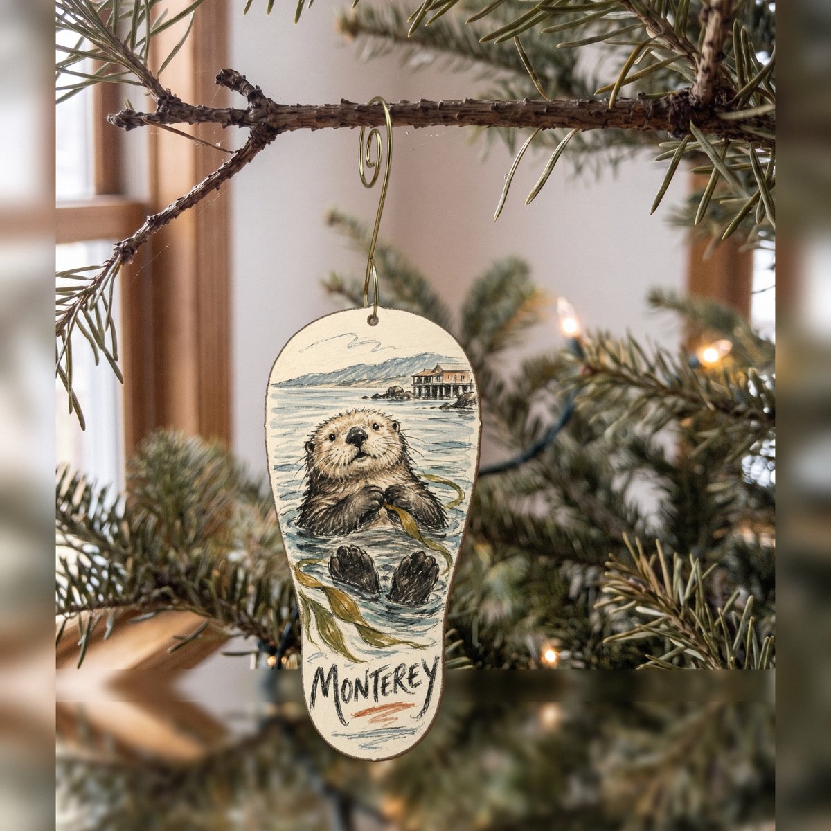 She's Choosing Monterey Ornament | Loose Contour Sketch | S800-O