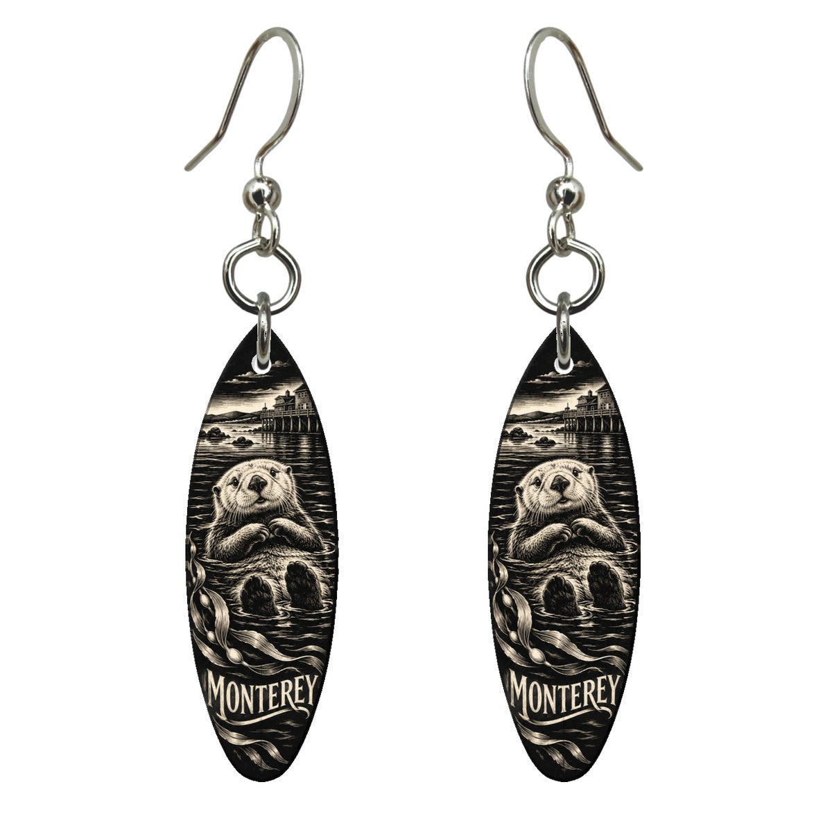 She's Choosing Monterey Earrings | Scratchboard | S807