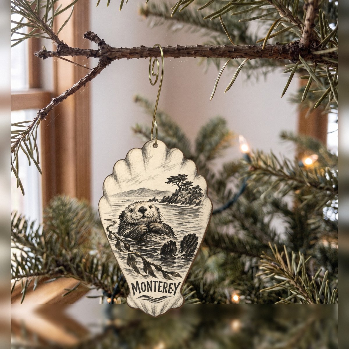 She's Choosing Monterey Ornament | Charcoal Gesture | S808-O