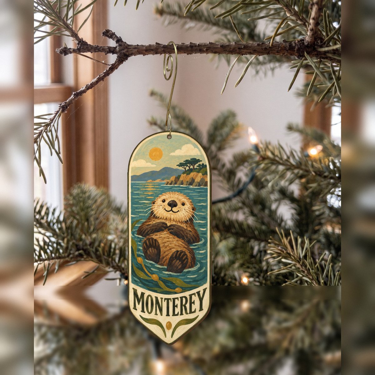She's Choosing Monterey Ornament | Naive Folk Painting | S811-O