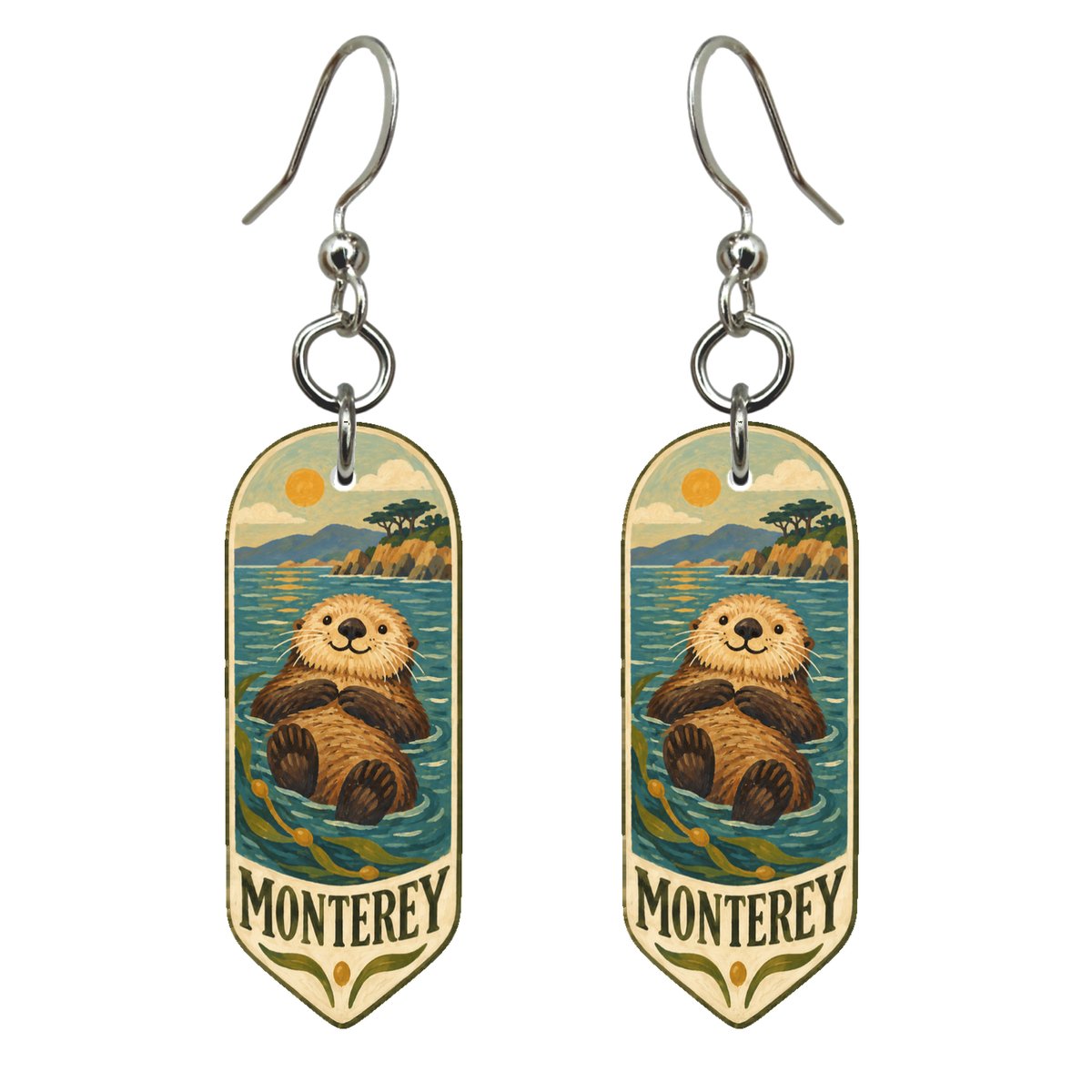 She's Choosing Monterey Earrings | Naive Folk Painting | S811