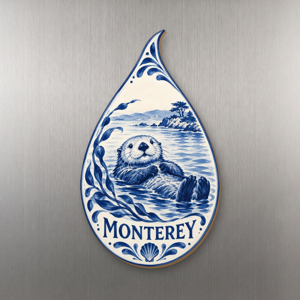 She's Choosing Monterey Magnet | Blue-And-White Ceramic Illustration | S812-M