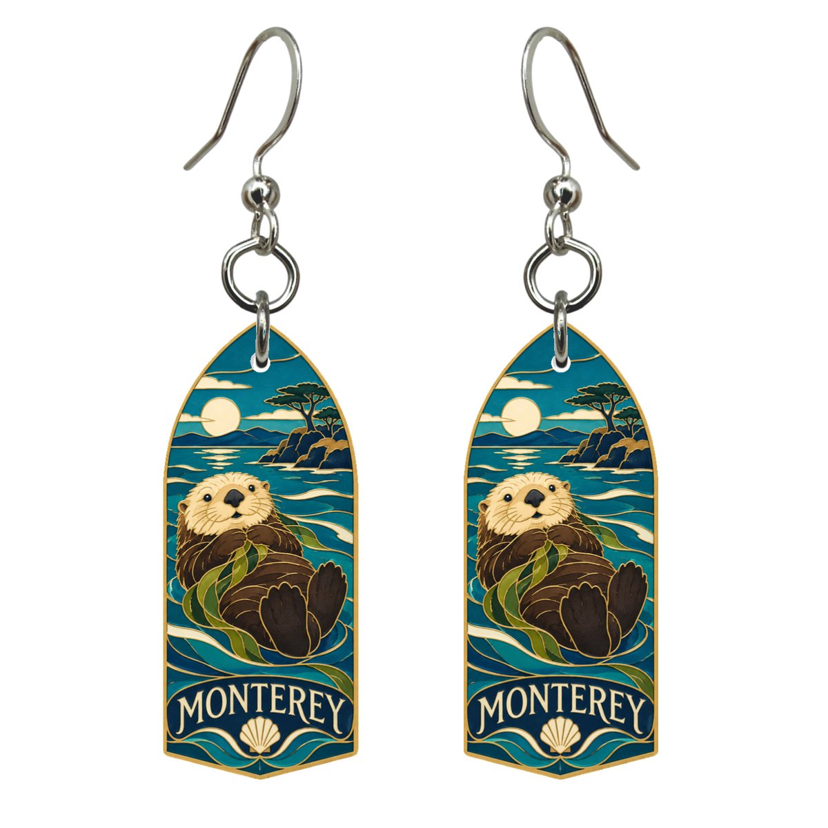 She's Choosing Monterey Earrings | Cloisonné-Inspired Graphic | S813