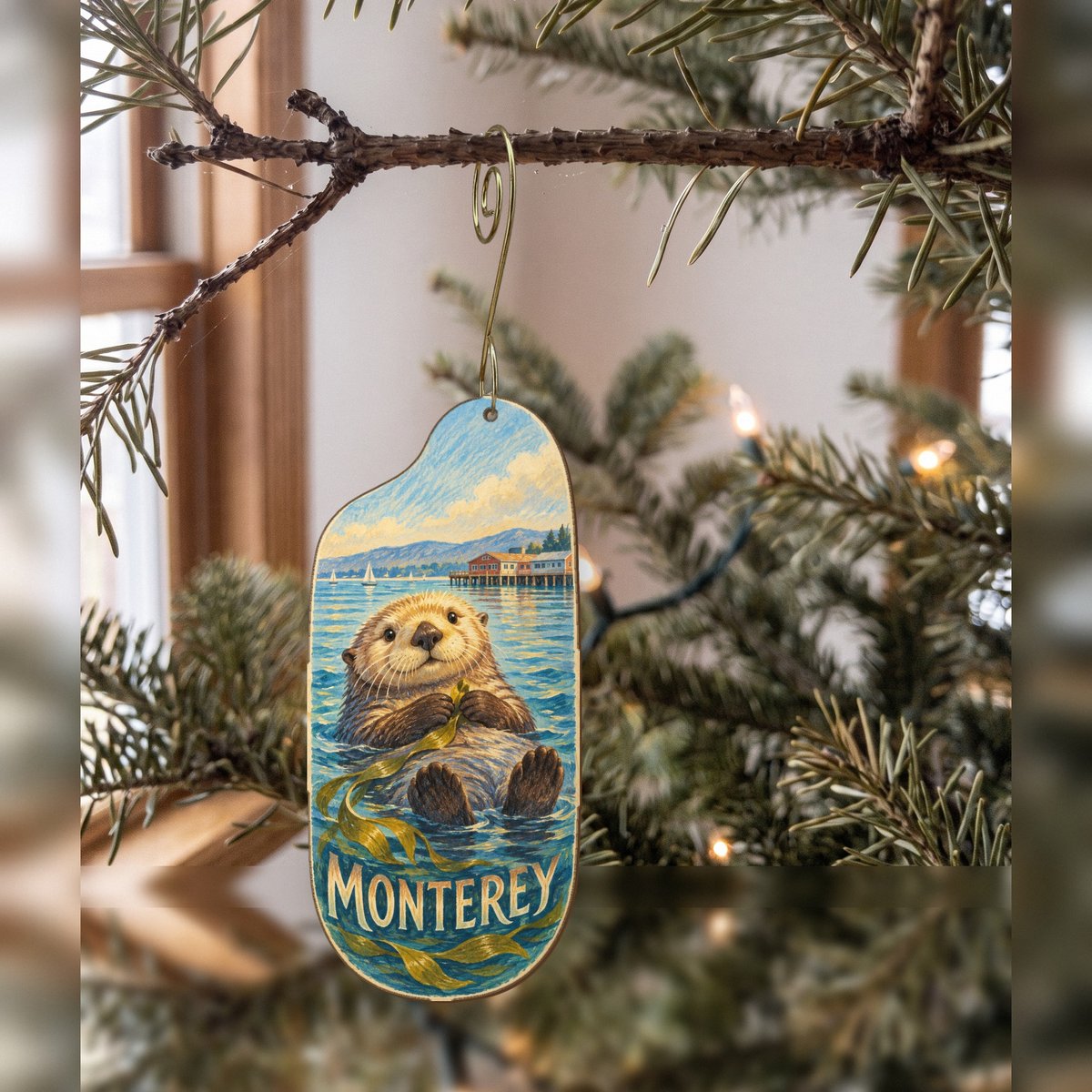 She's Choosing Monterey Ornament | Colored Pencil over Gouache | S815-O
