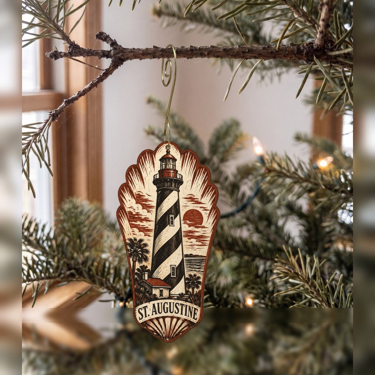 She's Choosing St. Augustine Ornament | Woodcut | S821-O