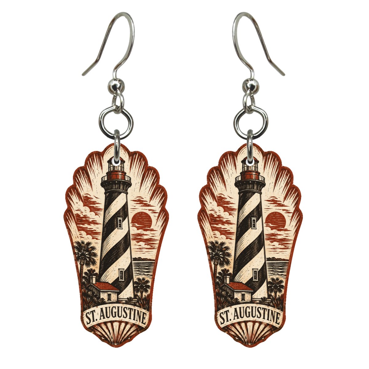She's Choosing St. Augustine Earrings | Woodcut | S821