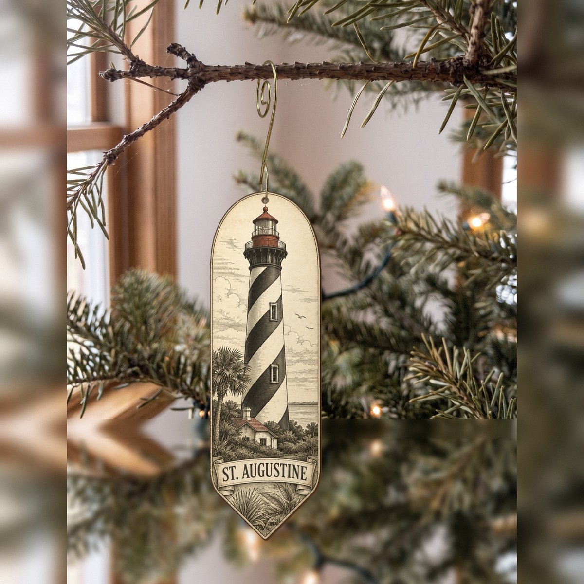 She's Choosing St. Augustine Ornament | Etching-Inspired Linework | S823-O