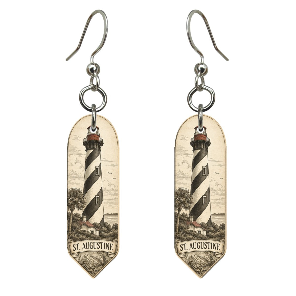 She's Choosing St. Augustine Earrings | Etching-Inspired Linework | S823
