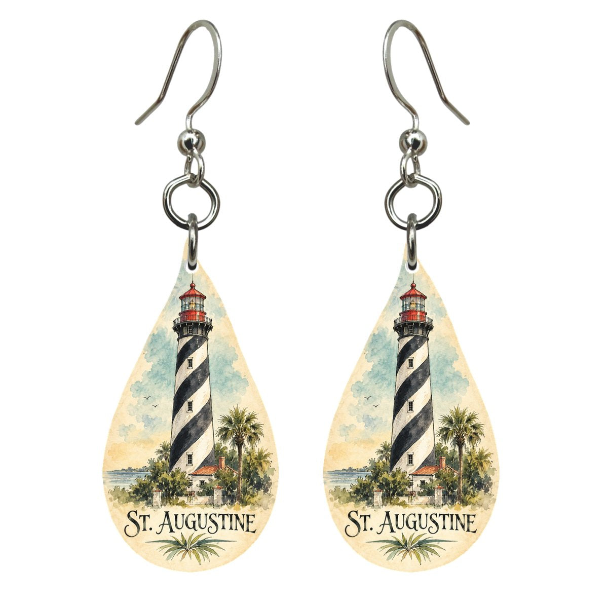 She's Choosing St. Augustine Earrings | Pen and Watercolor Wash | S828