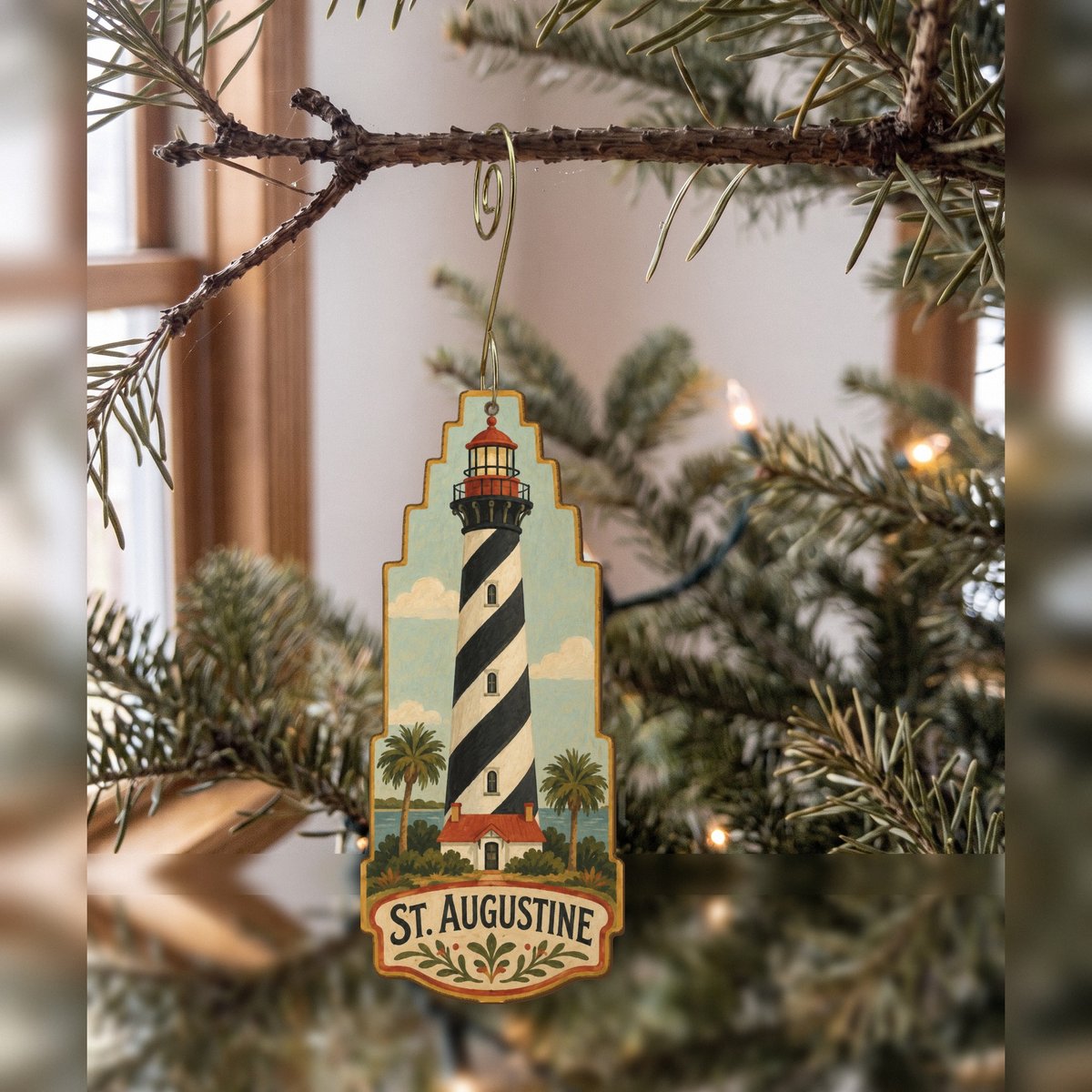 She's Choosing St. Augustine Ornament | Naive Folk Painting | S829-O