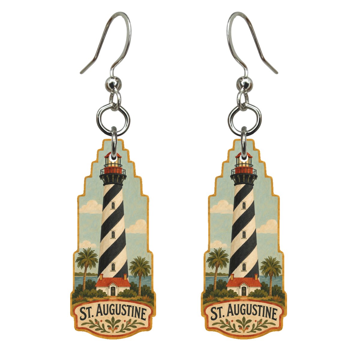 She's Choosing St. Augustine Earrings | Naive Folk Painting | S829