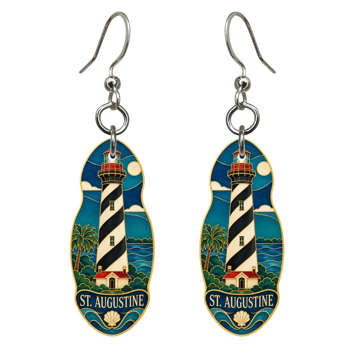 She's Choosing St. Augustine Earrings | Cloisonné-Inspired Graphic | S831