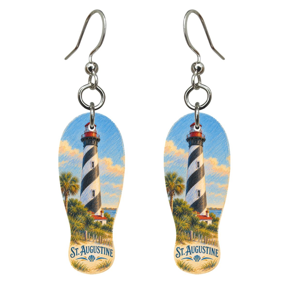 She's Choosing St. Augustine Earrings | Colored Pencil over Gouache | S833