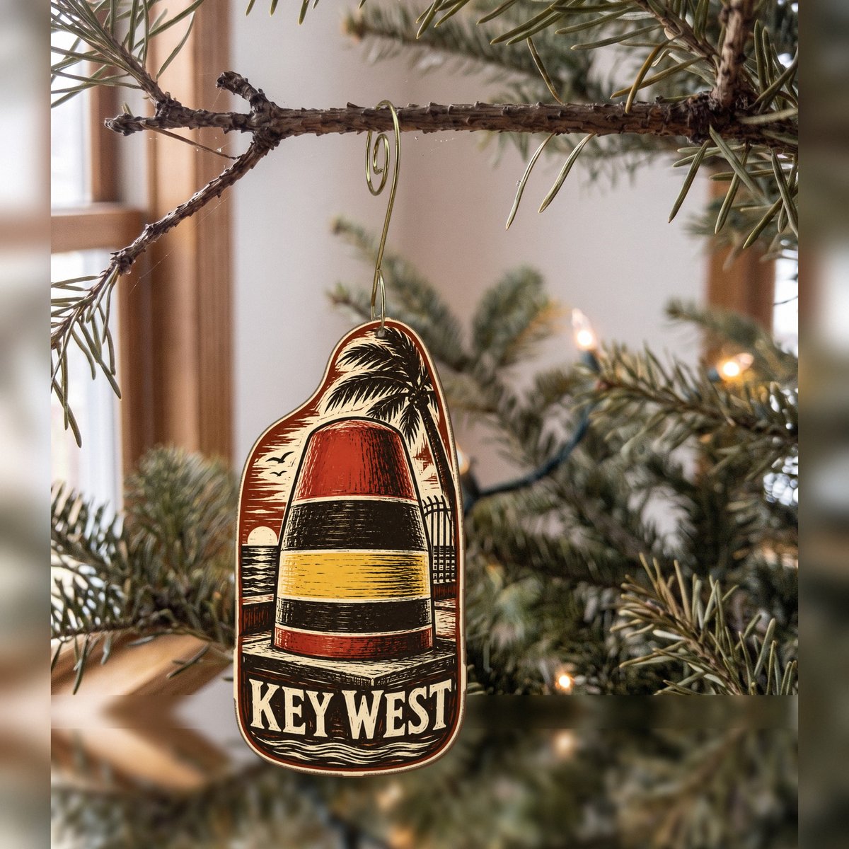 She's Choosing Key West Ornament | Woodcut | S839-O