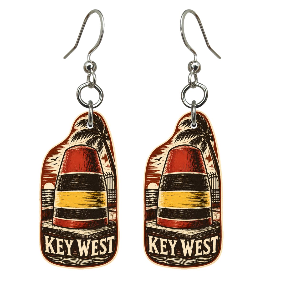 She's Choosing Key West Earrings | Woodcut | S839