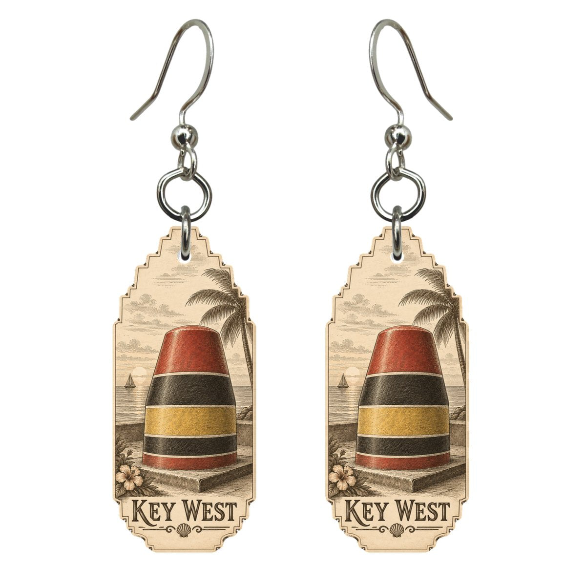 She's Choosing Key West Earrings | Etching-Inspired Linework | S841