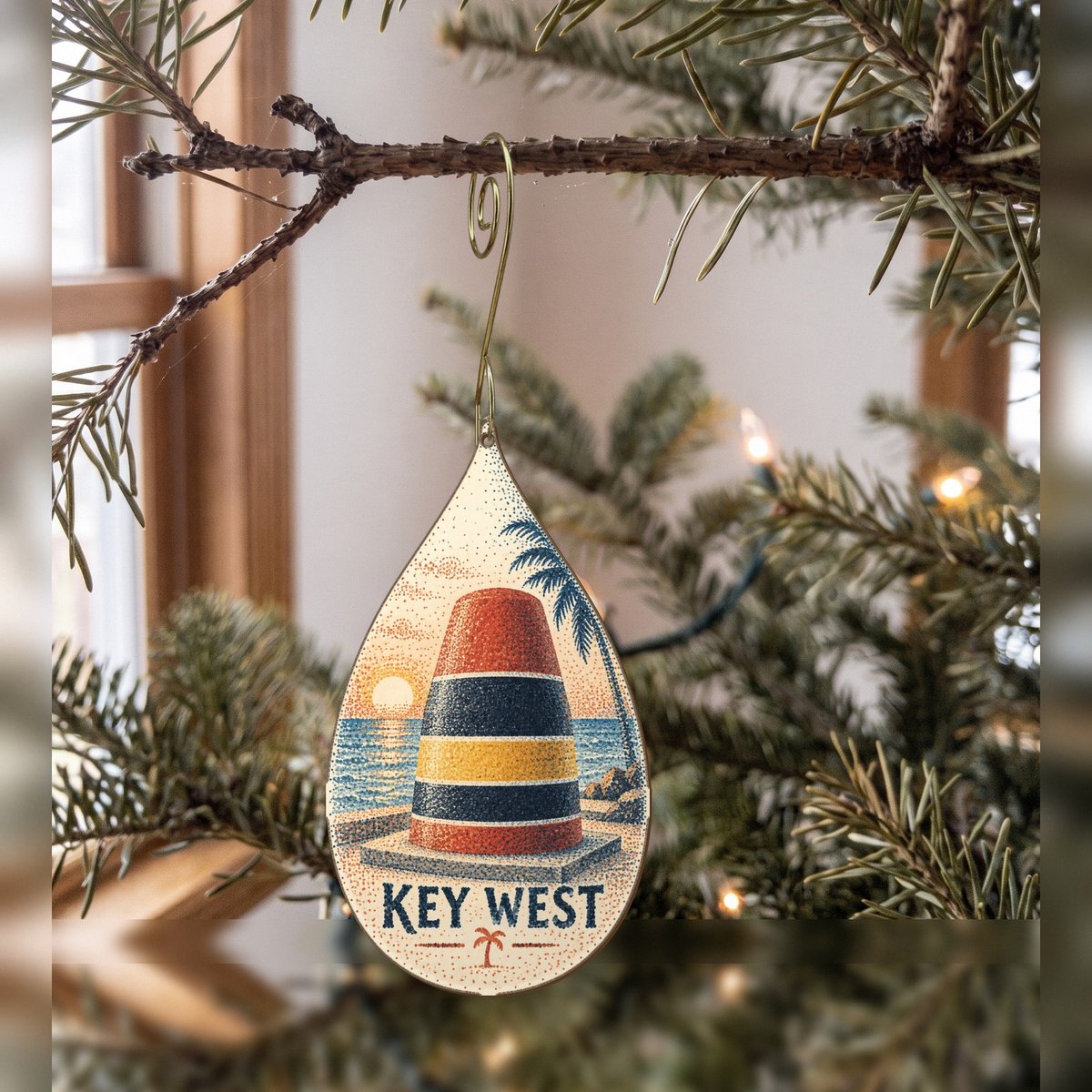 She's Choosing Key West Ornament | Sparse Pointillism | S842-O