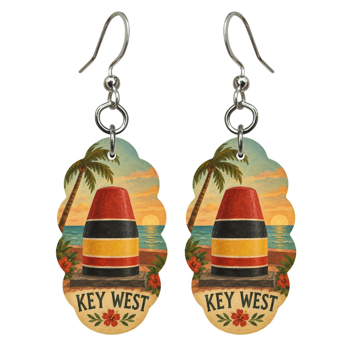 She's Choosing Key West Earrings | Naive Folk Painting | S847